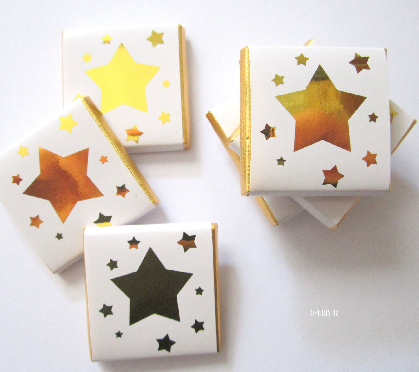 Personalised Golden Star Chocolate Favours – Party Treats (Pack of 25)