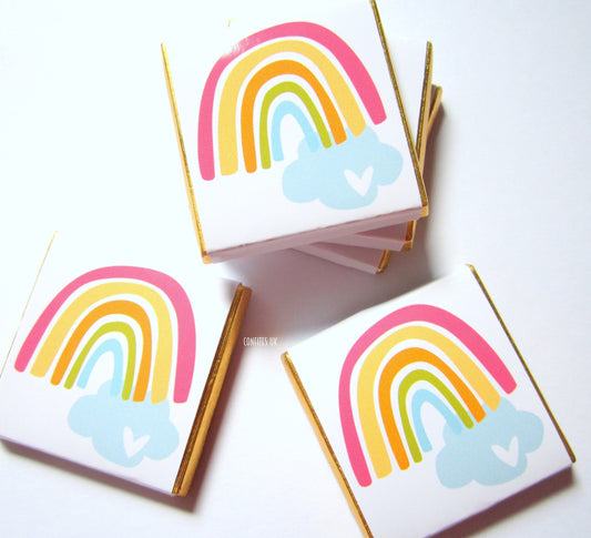 Personalised Rainbow Chocolate Favours – Happy Rainbow Birthday (Pack of 25)