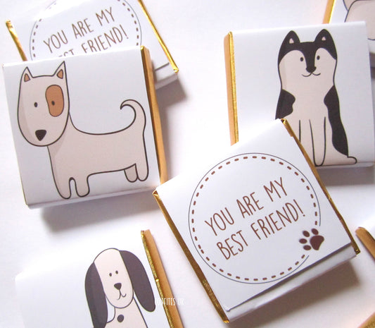 Personalised Dog Chocolate Favours – Puppy Party Treats (Pack of 25)