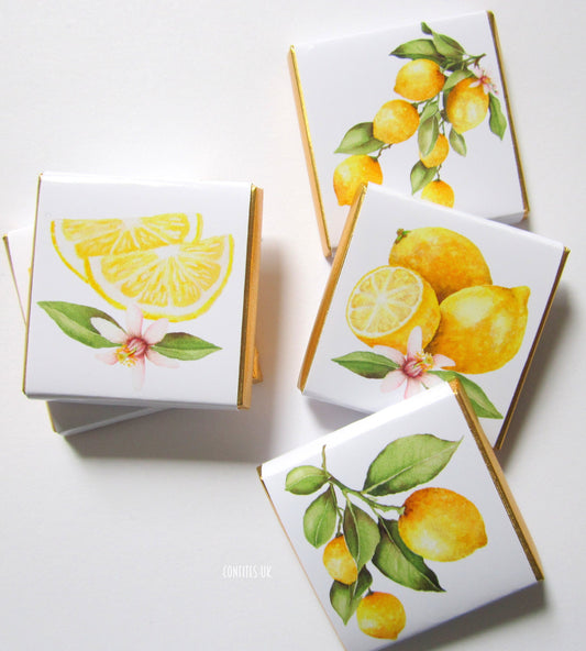 Personalised Lemon Chocolate Favours – Wedding Guest Treats (Pack of 25)