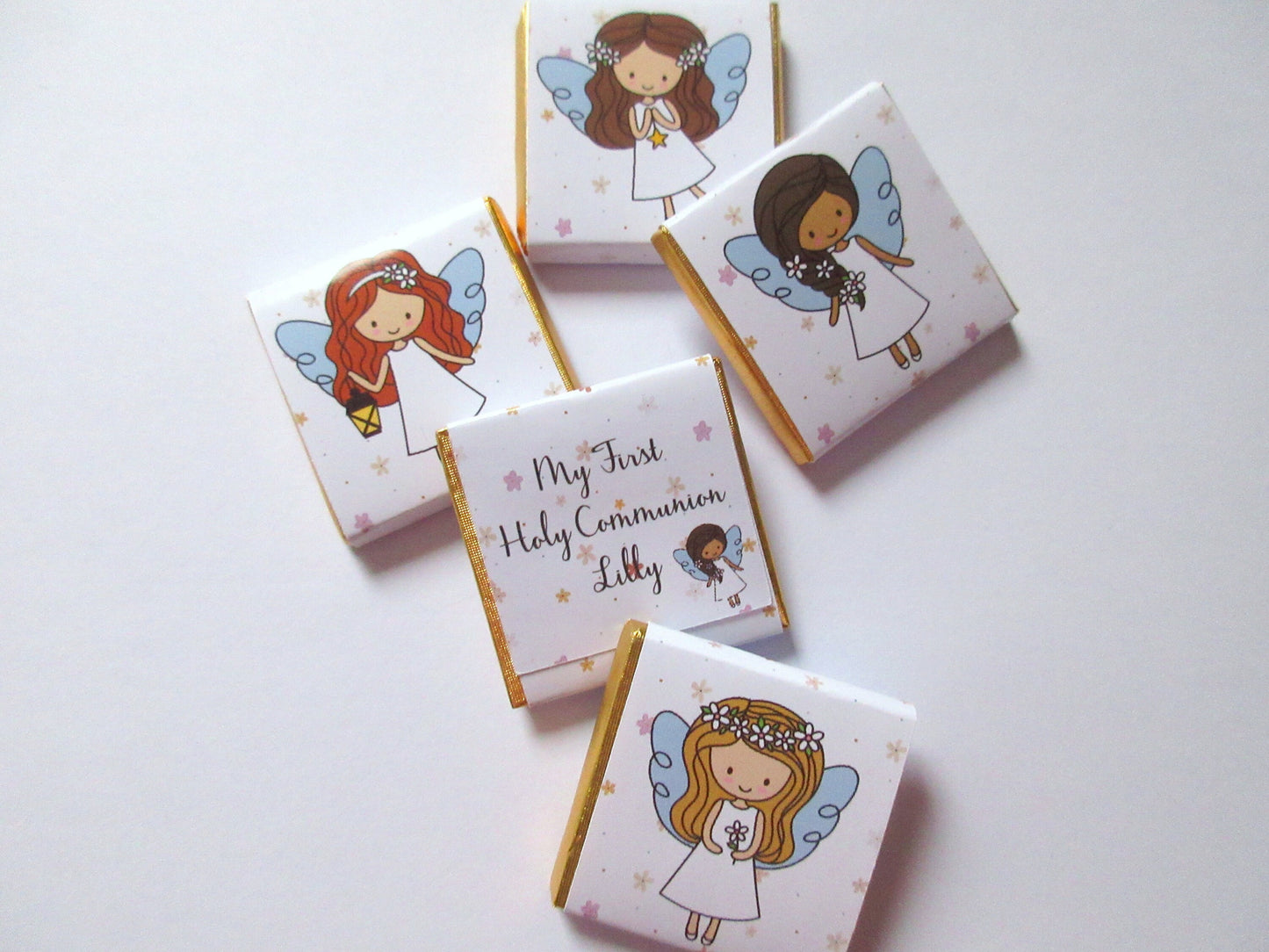 Angel First Communion Chocolate Favours – Personalised Girls’ Treats (Pack of 25)