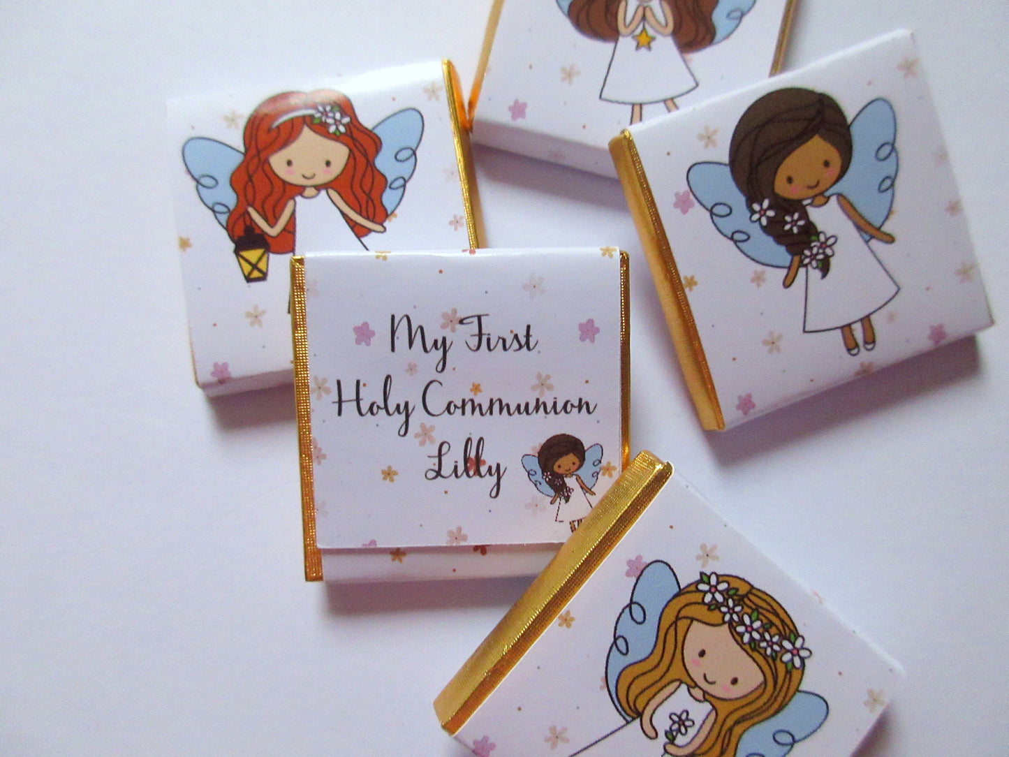 Angel First Communion Chocolate Favours – Personalised Girls’ Treats (Pack of 25)