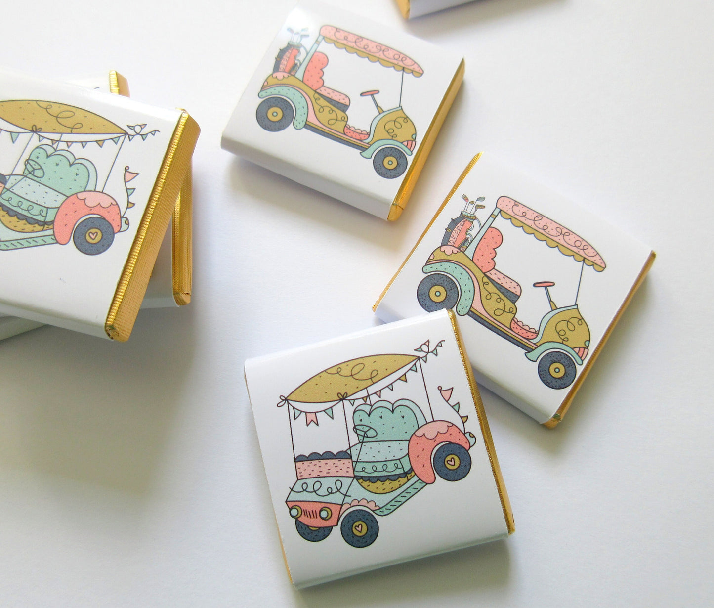 Personalised Golf Party Chocolate Favours – Golf Cart Design (25 Pack)
