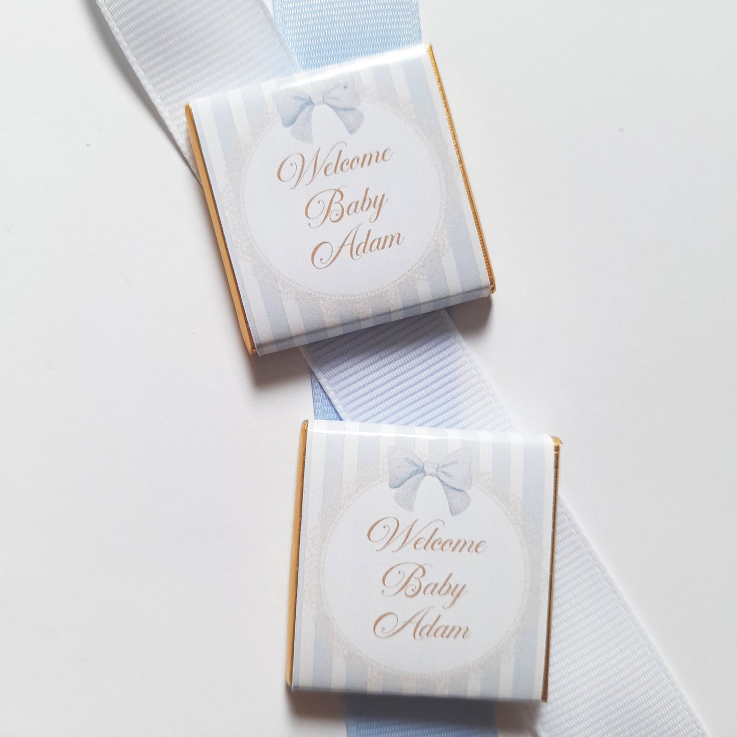 Personalised Welcome Baby Boy Chocolate Favours (Pack of 25)