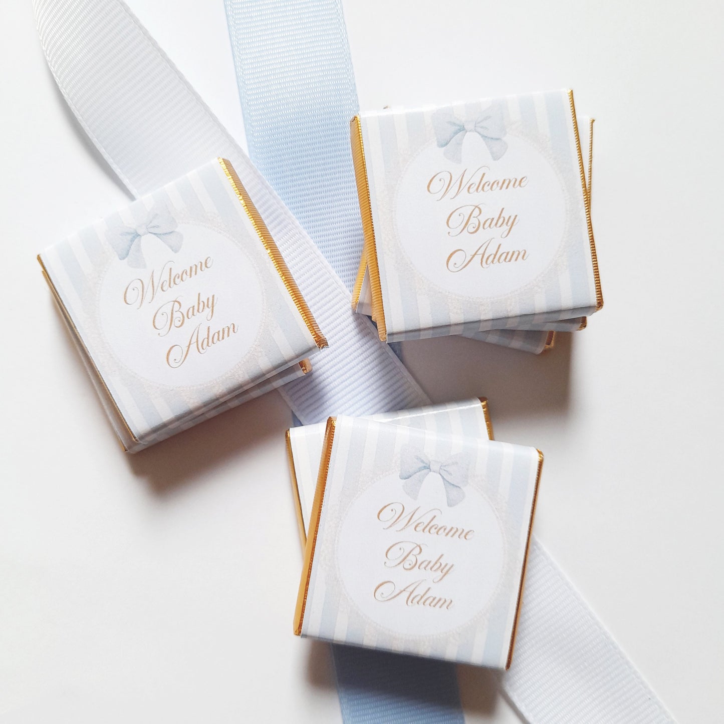 Personalised Welcome Baby Boy Chocolate Favours (Pack of 25)