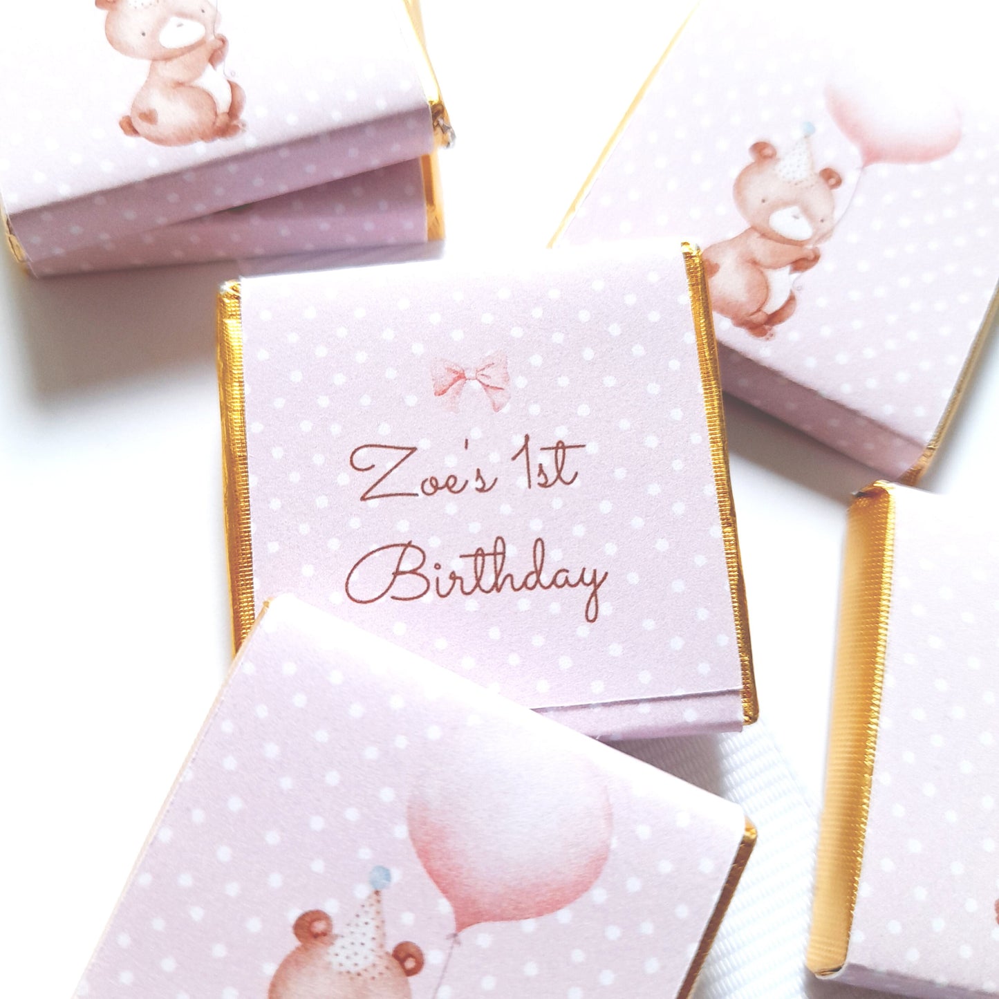 Personalised 1st Birthday Baby Bear Chocolate Favours ( Pack of 25)