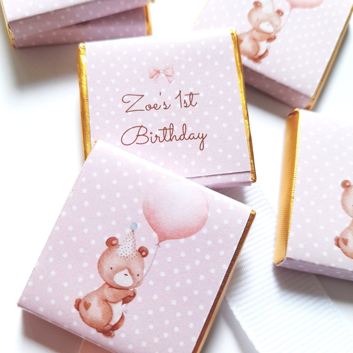 Personalised 1st Birthday Baby Bear Chocolate Favours ( Pack of 25)