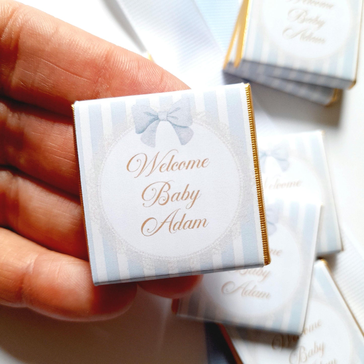 Welcome baby boy party favours