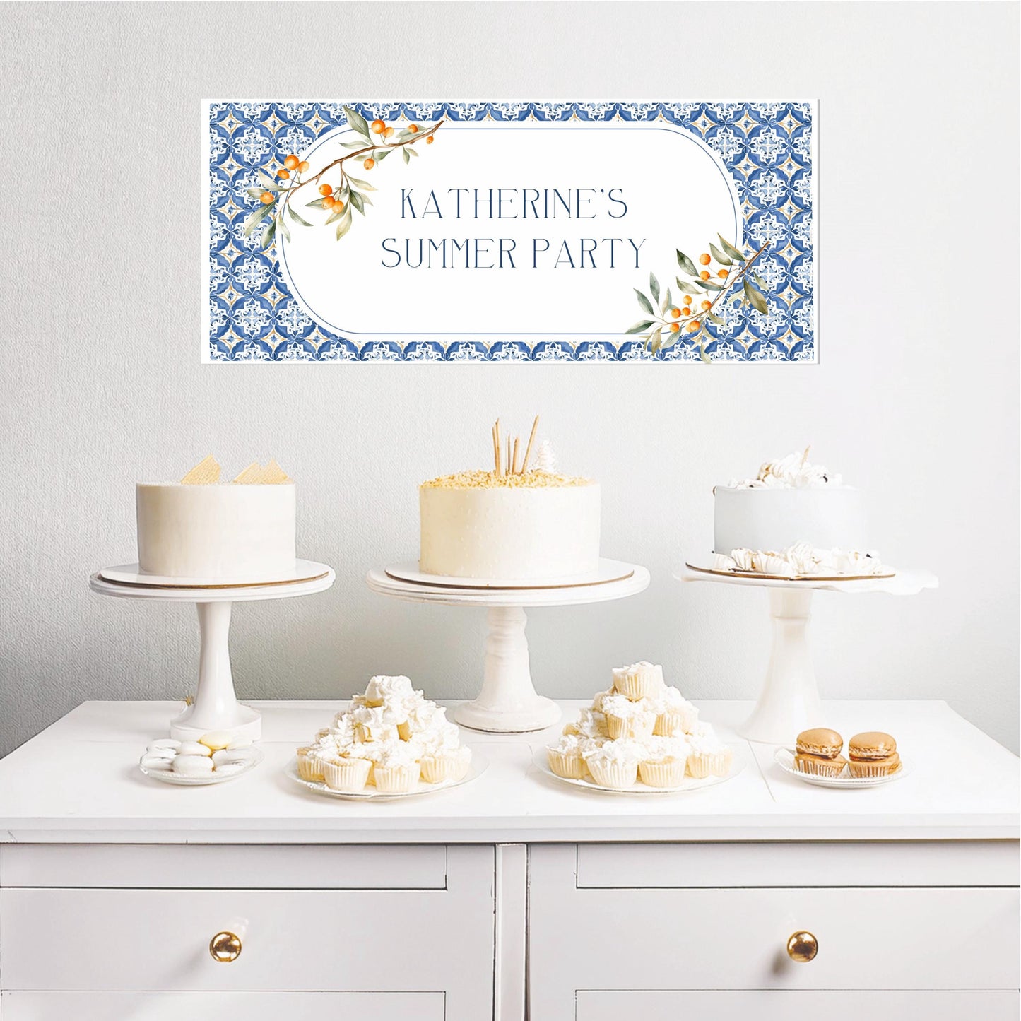 A customisable birthday banner featuring tile and citrus designs. Made from high-quality satin paper and delivered rolled for protection.
Purpose: Perfect for summer-themed