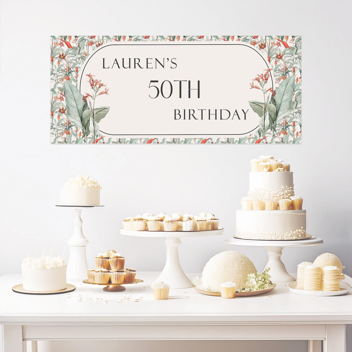 Personalized Tropical Birthday Banner. Party decor for birthdays and celebrations