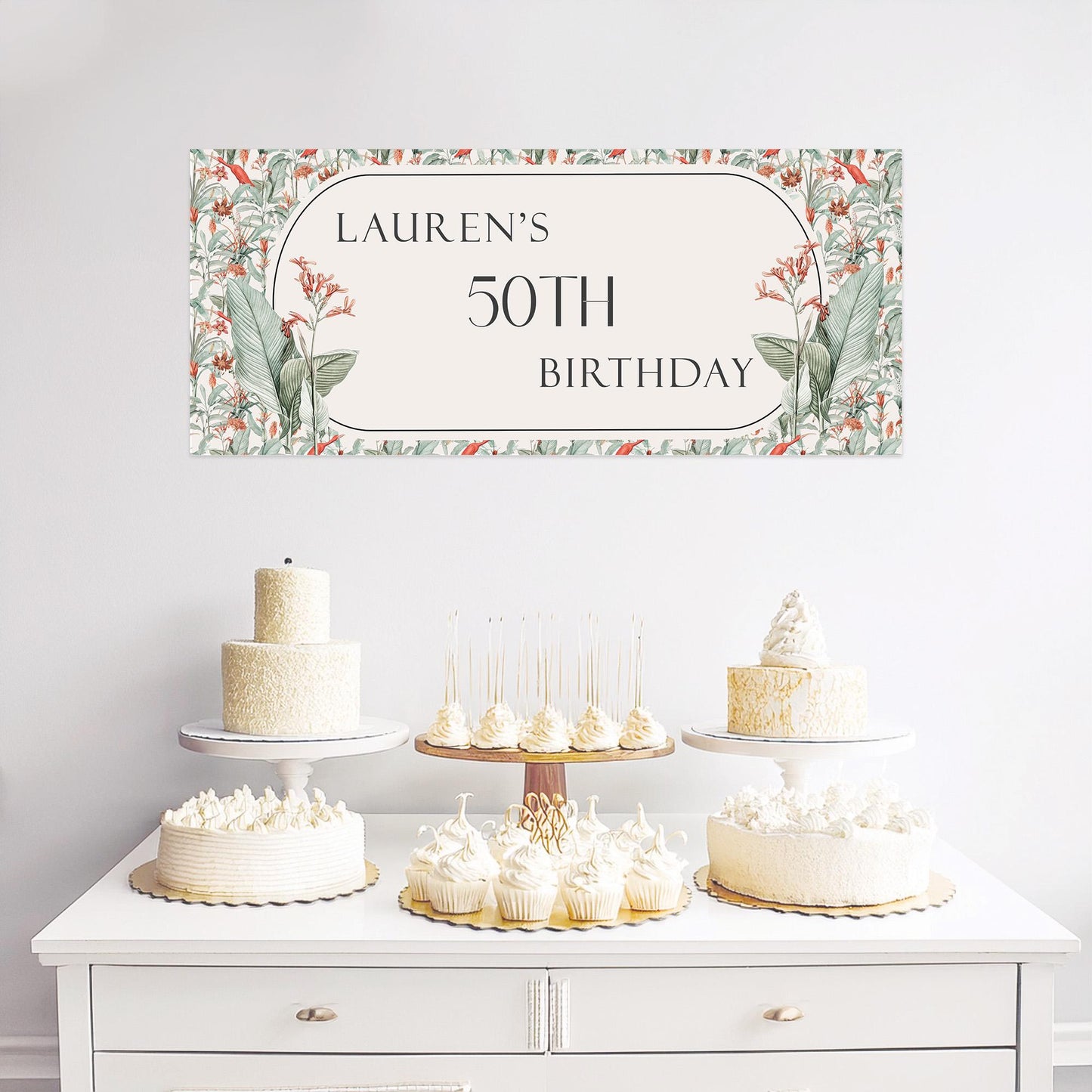 Personalised Tropical Birthday Banner – Party Décor