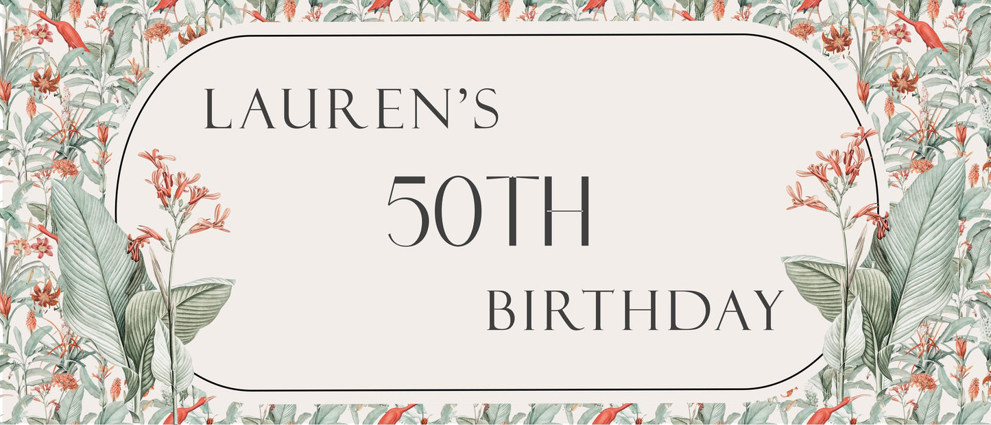 Personalised Tropical Birthday Banner – Party Décor