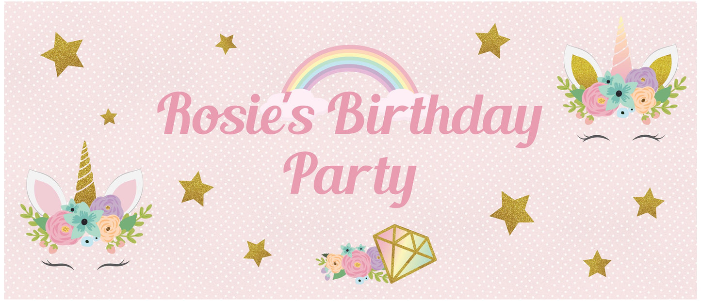 Personalised Unicorn Birthday Banner