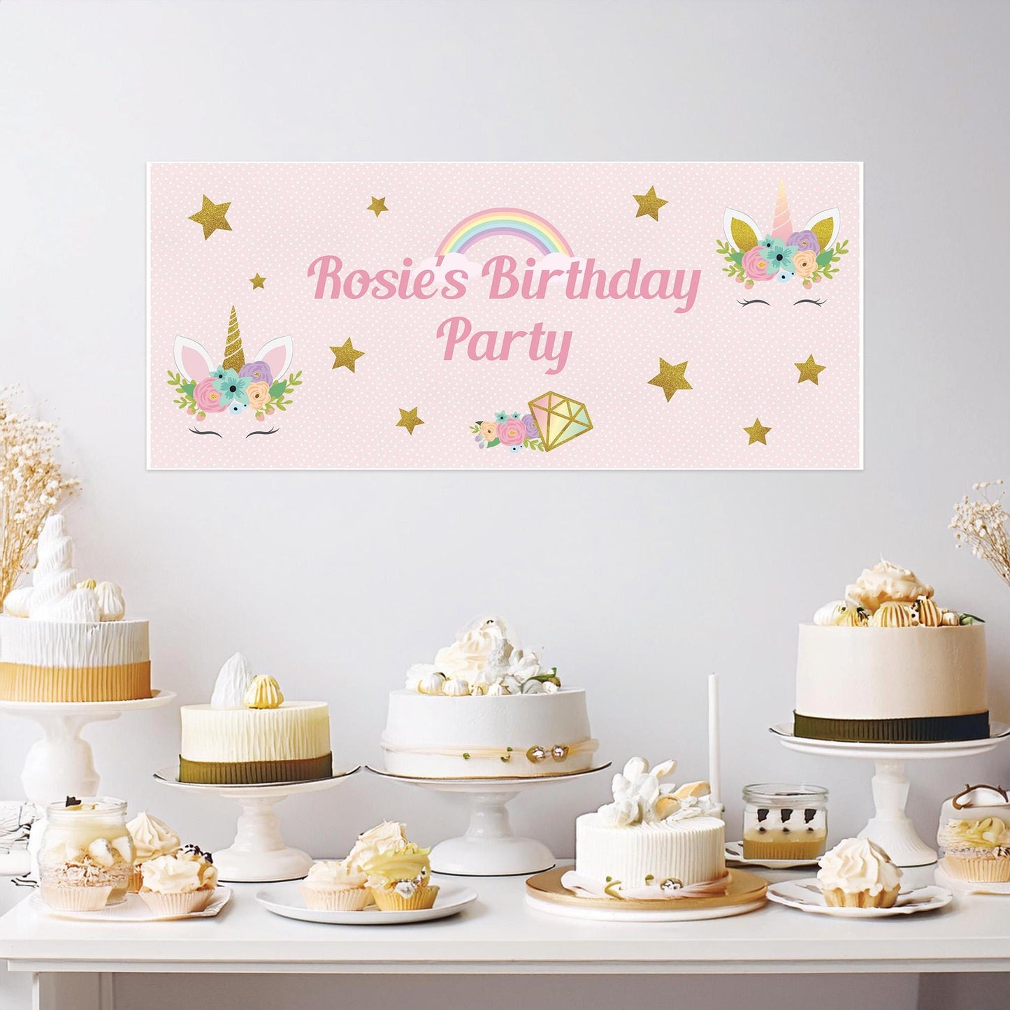 Personalised Unicorn Birthday Banner