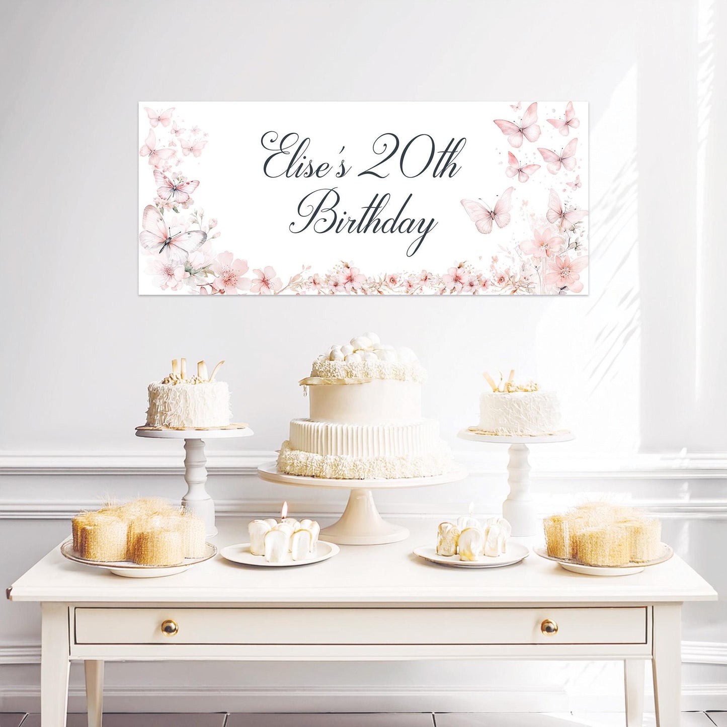 Personalised Butterfly and Blossom Birthday Banner