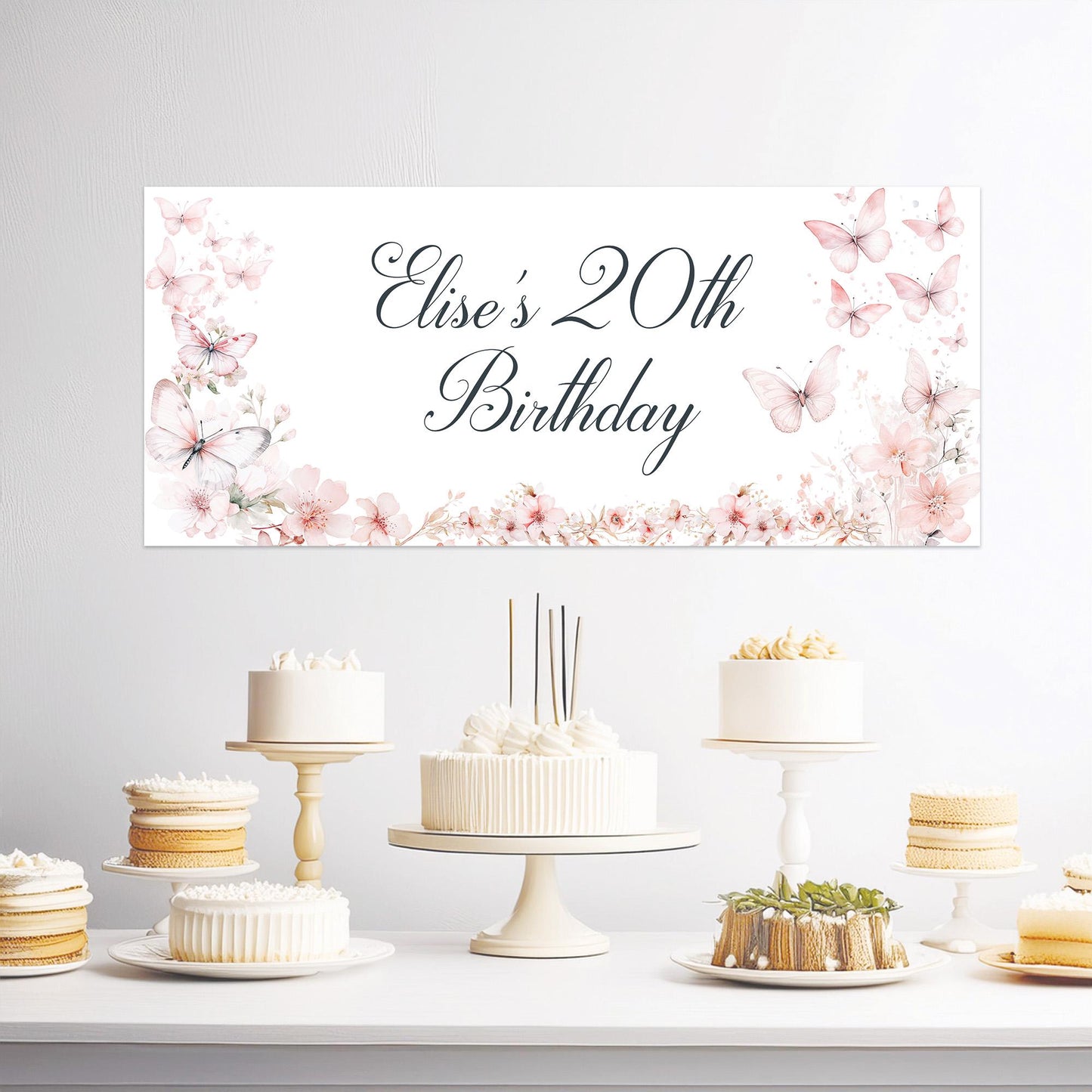 Personalised Butterfly and Blossom Birthday Banner