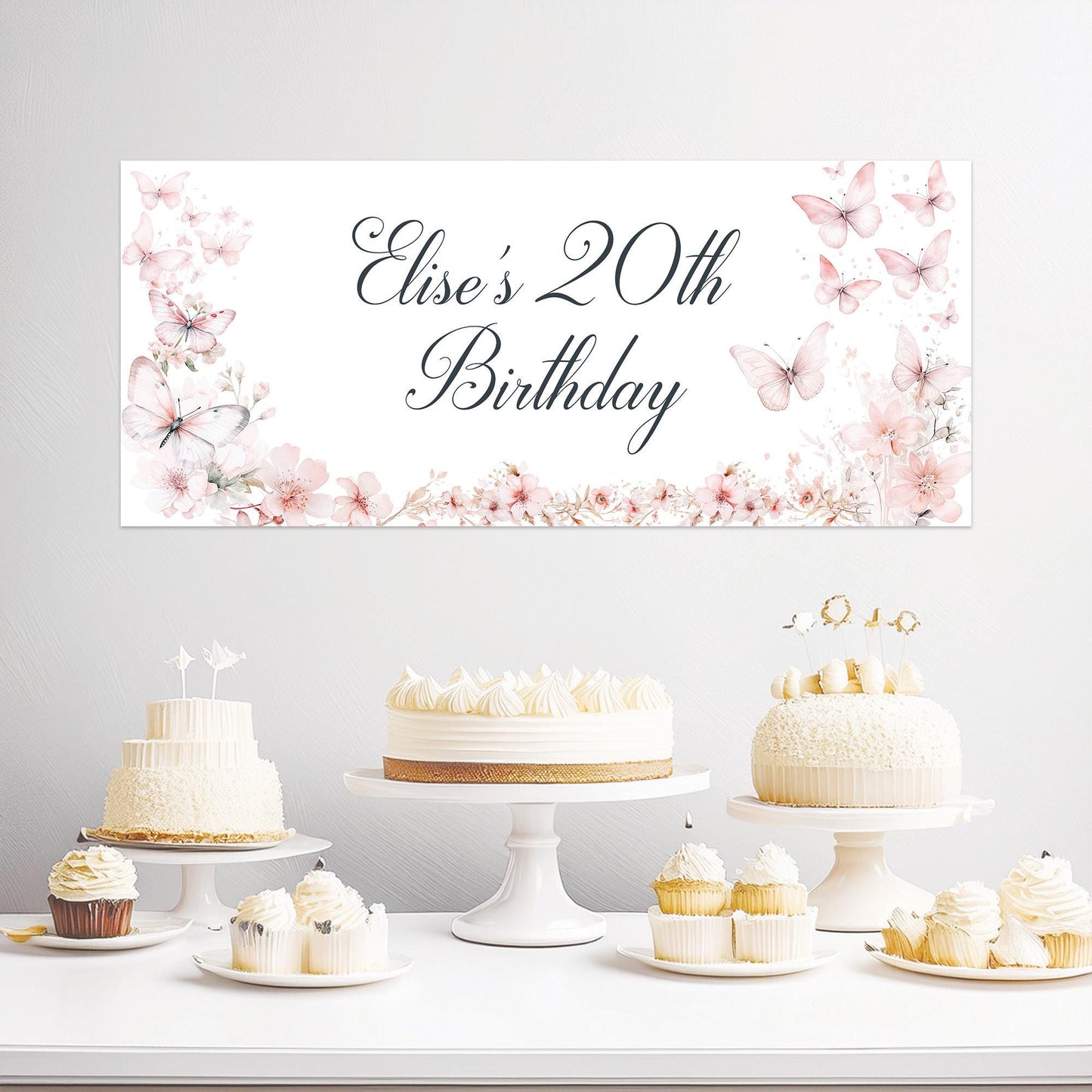 Personalised Butterfly and Blossom Birthday Banner