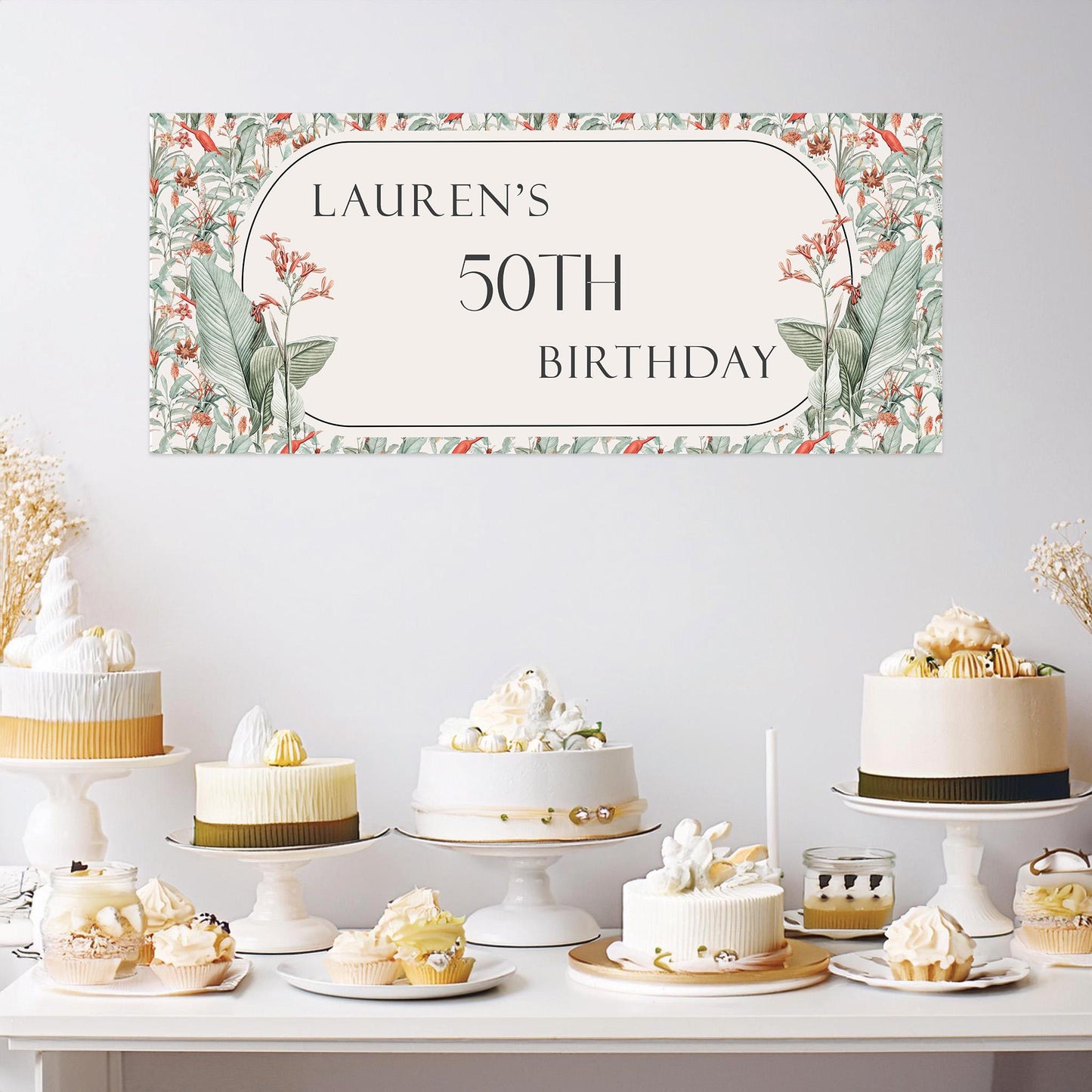 Personalised Tropical Birthday Banner – Party Décor