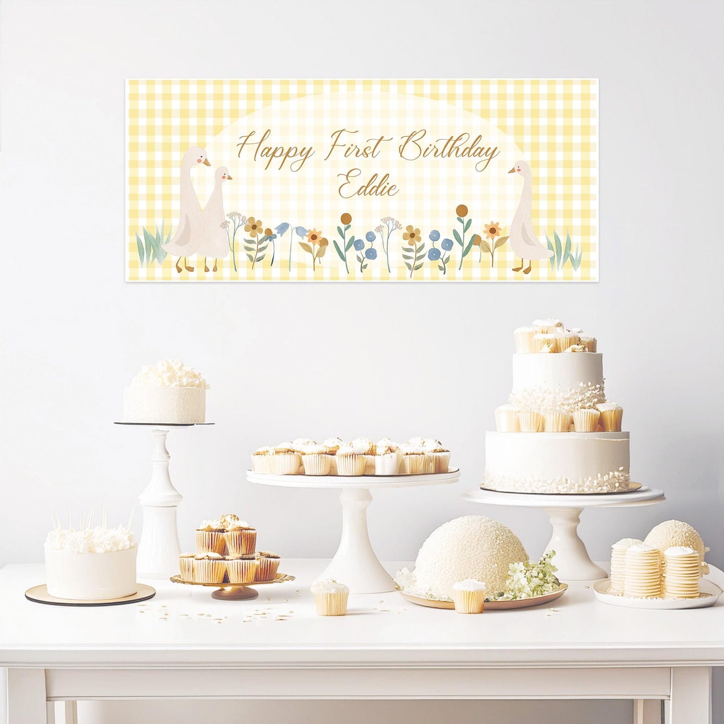 Personalised First Birthday Banner – Goose Family