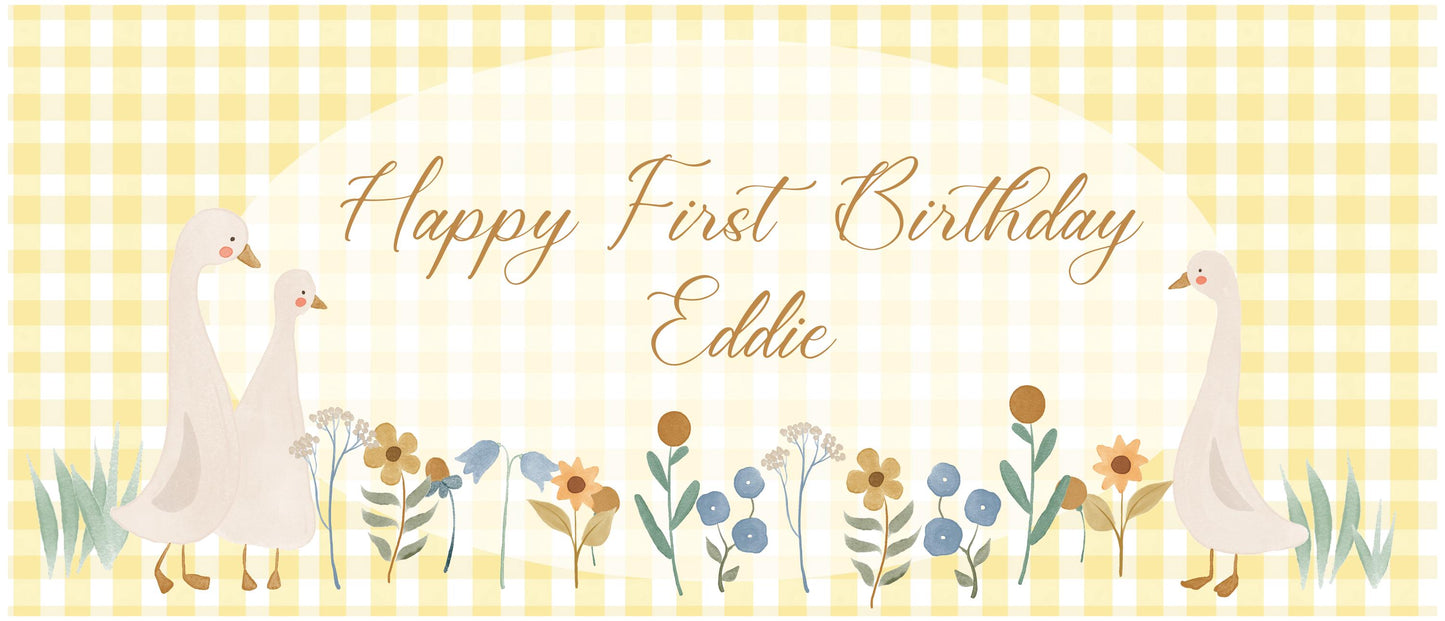 Personalised First Birthday Banner – Goose Family
