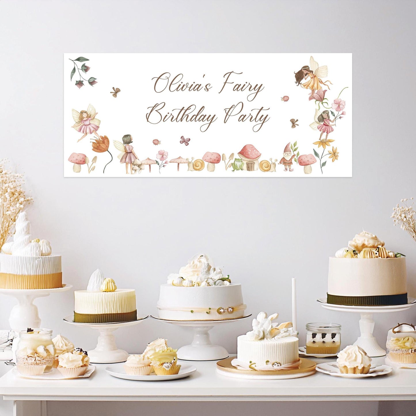 Personalised Fairy Birthday Banner – Party Wall Décor