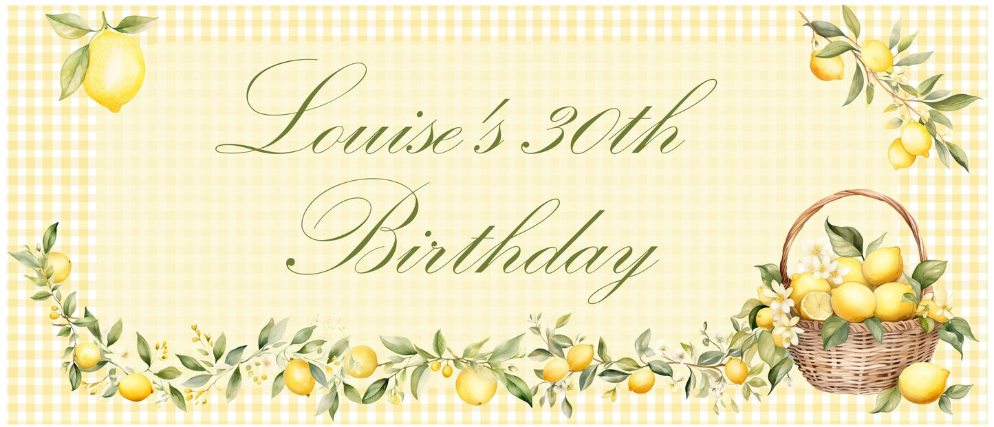Personalised Lemon Birthday Banner – Italian Theme Party Décor