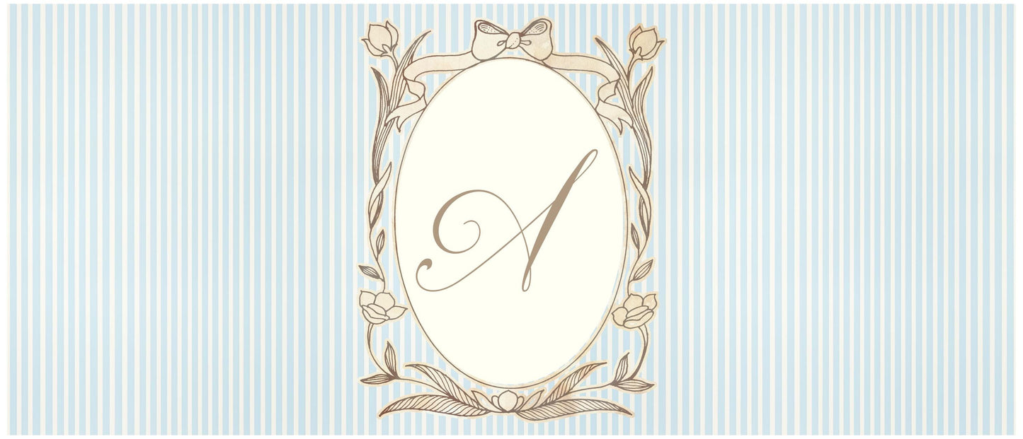 Personalised Pastel Blue Striped Monogram Banner – French Style Party Decoration