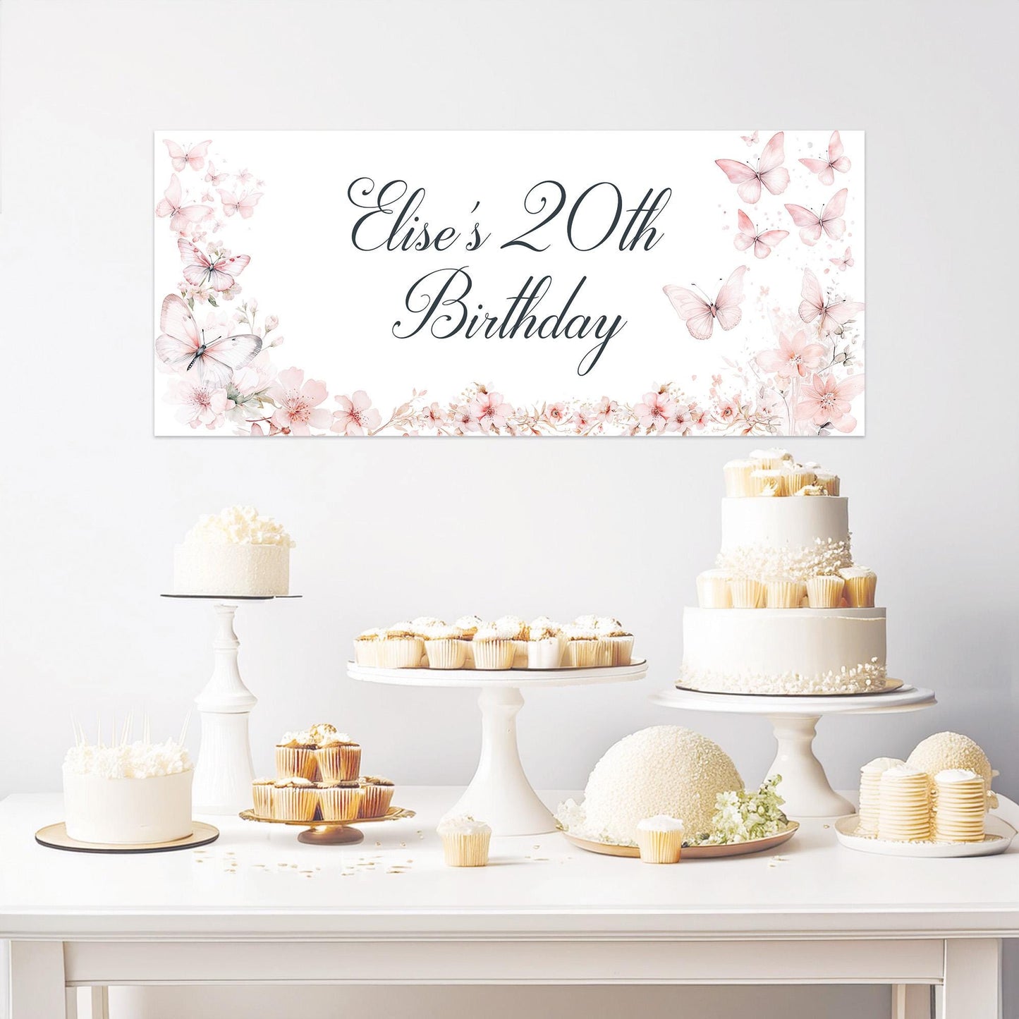 Personalised Butterfly and Blossom Birthday Banner