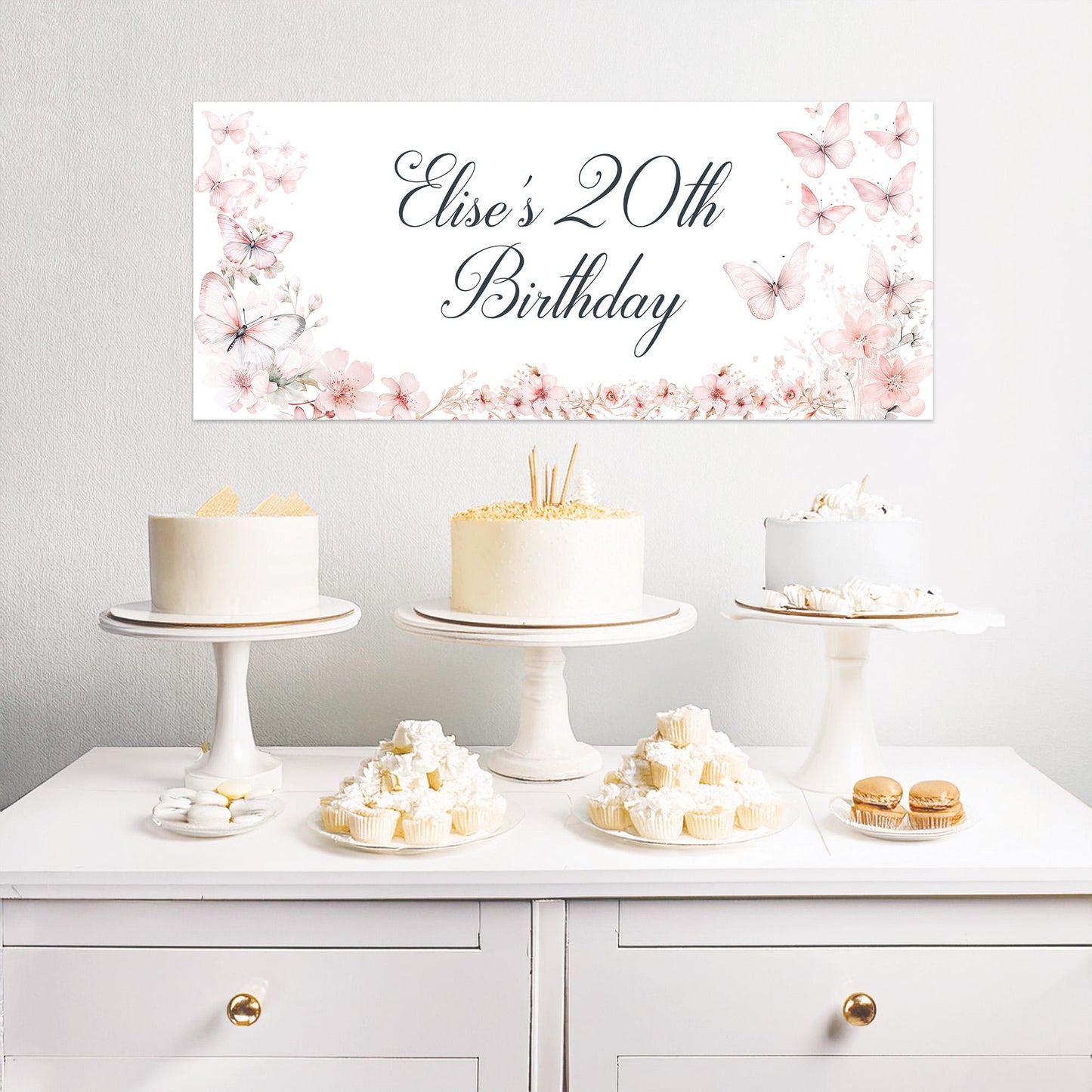 Personalised Butterfly and Blossom Birthday Banner