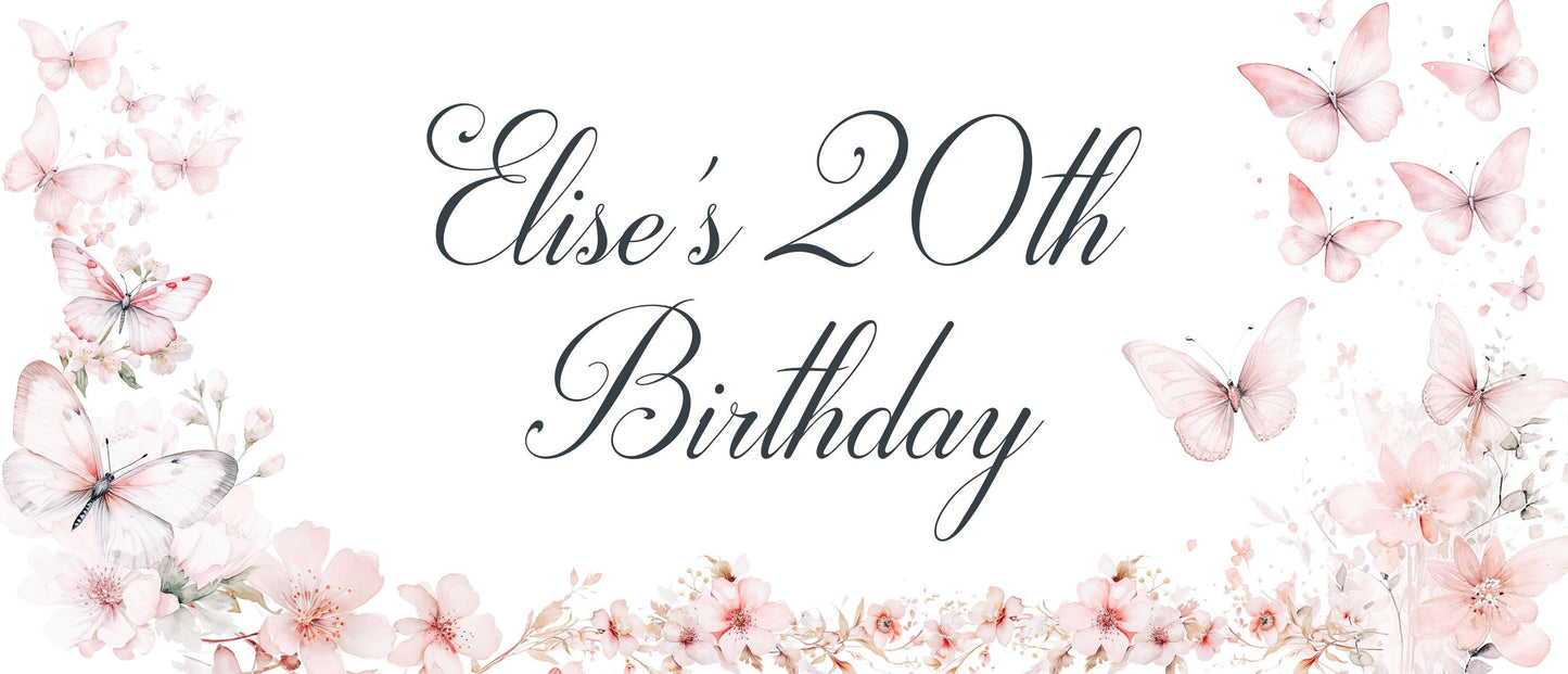 Personalised Butterfly and Blossom Birthday Banner