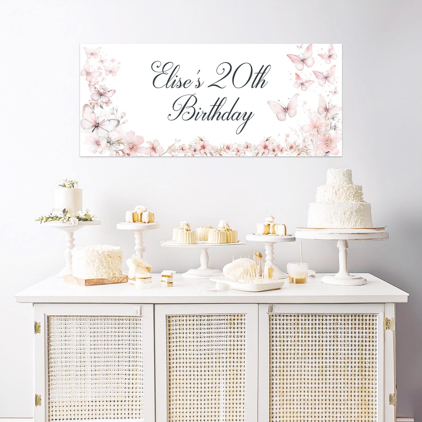 Personalised Butterfly and Blossom Birthday Banner