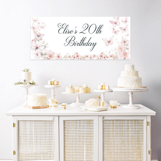 Personalised Butterfly and Blossom Birthday Banner
