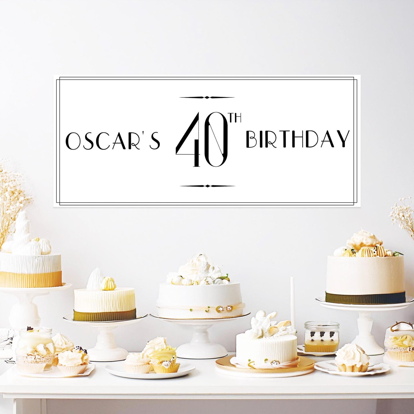 Personalised Black and White Birthday Banner