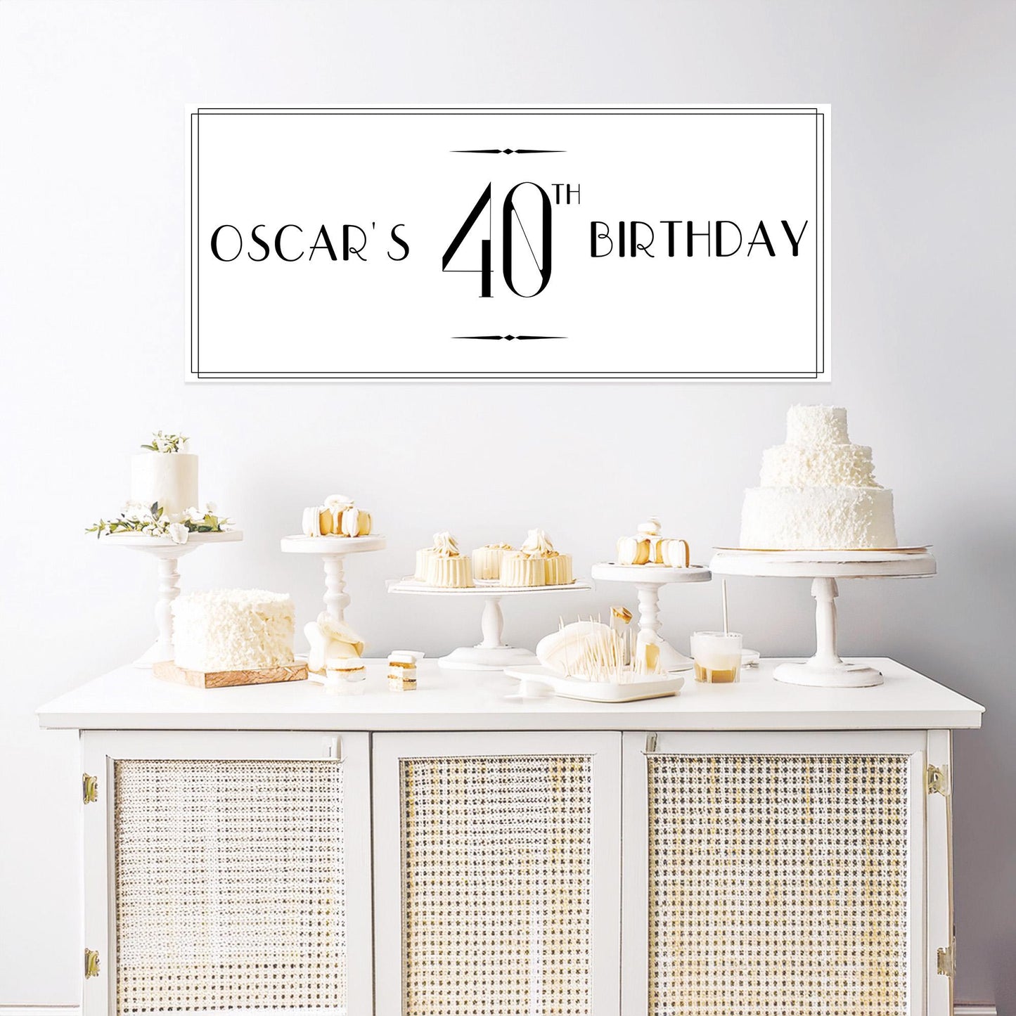 Personalised Black and White Birthday Banner