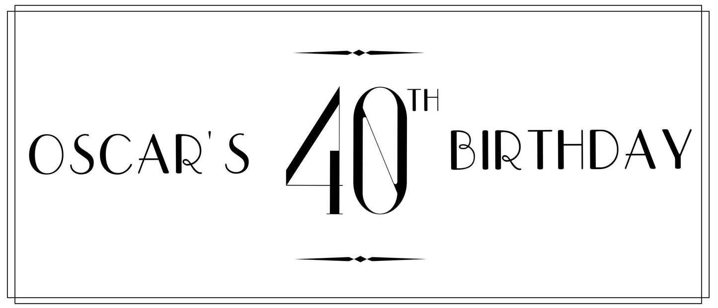 Personalised Black and White Birthday Banner