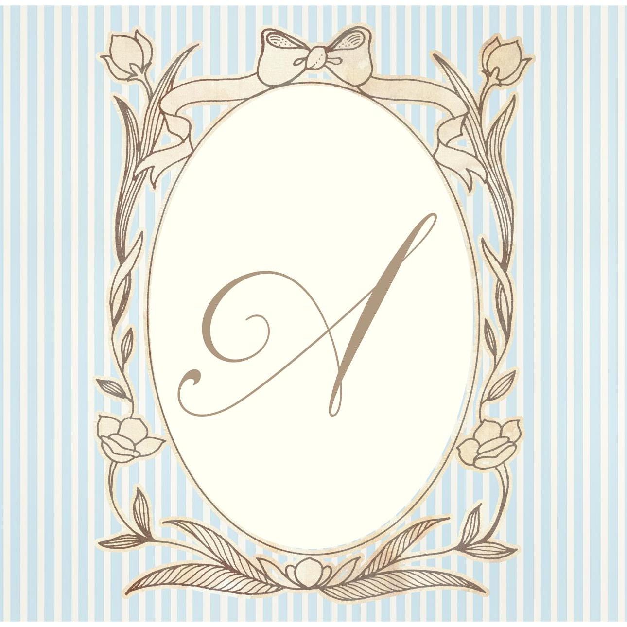 Personalised Pastel Blue Striped Monogram Banner – French Style Party Decoration