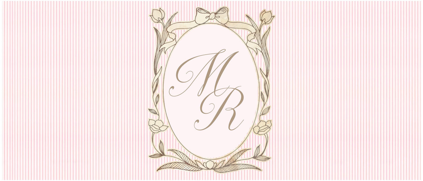 Personalised Pink Striped Monogram Banner – French Style Party Decoration