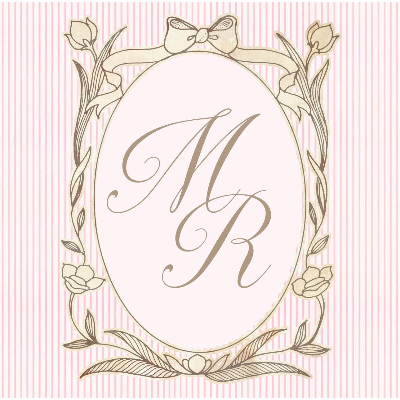 Personalised Pink Striped Monogram Banner – French Style Party Decoration