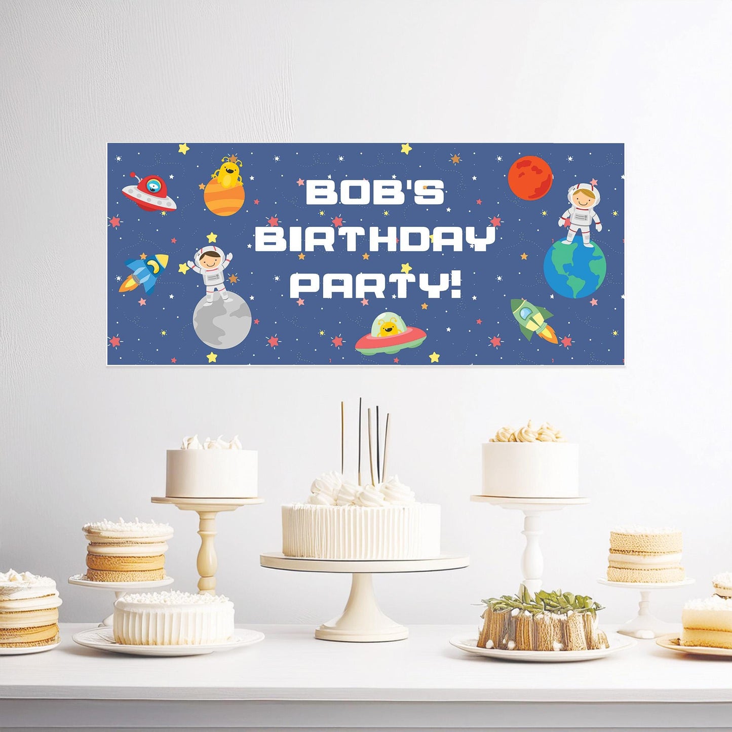 Custom Space Birthday Banner – Astronaut Theme Party Decoration