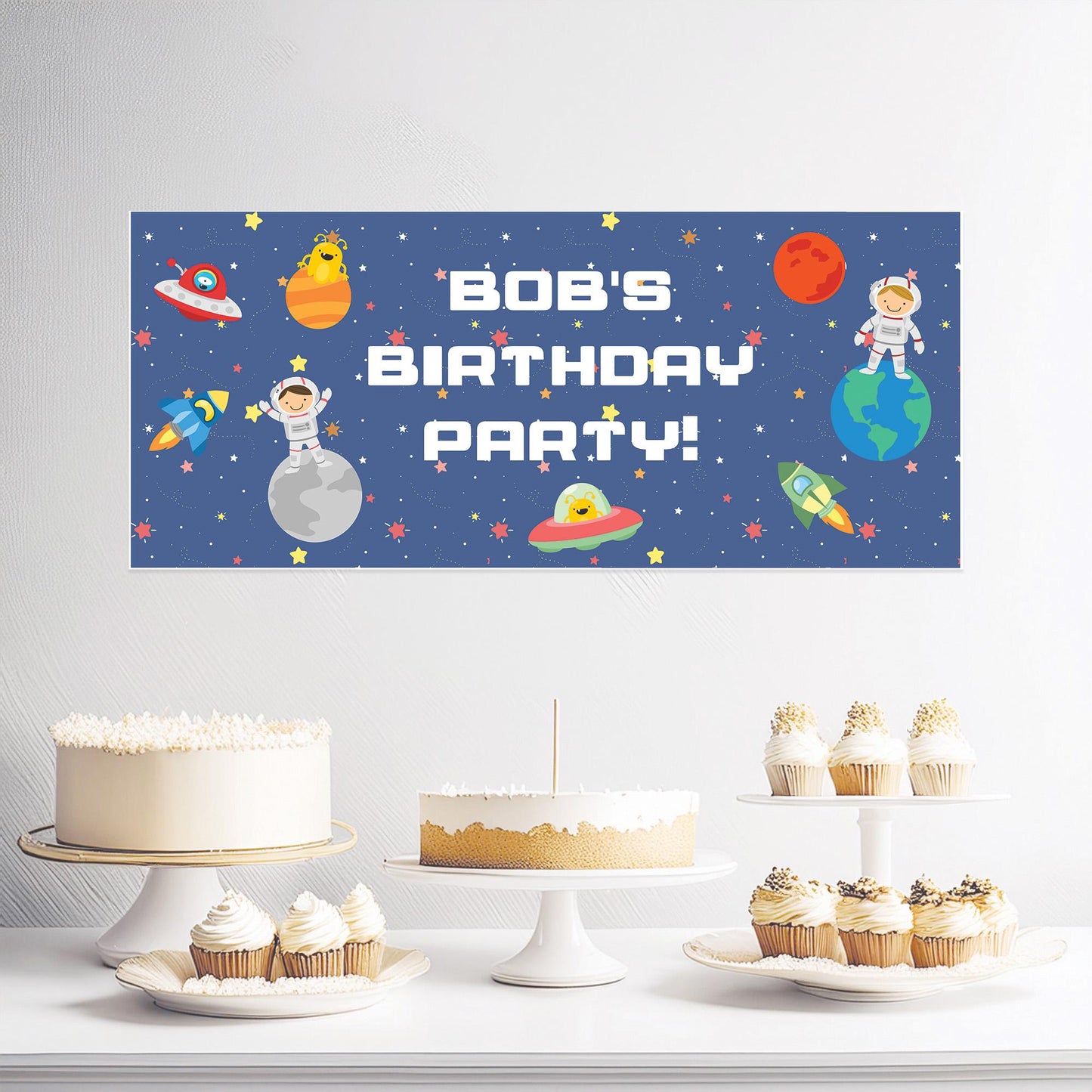 Custom Space Birthday Banner – Astronaut Theme Party Decoration