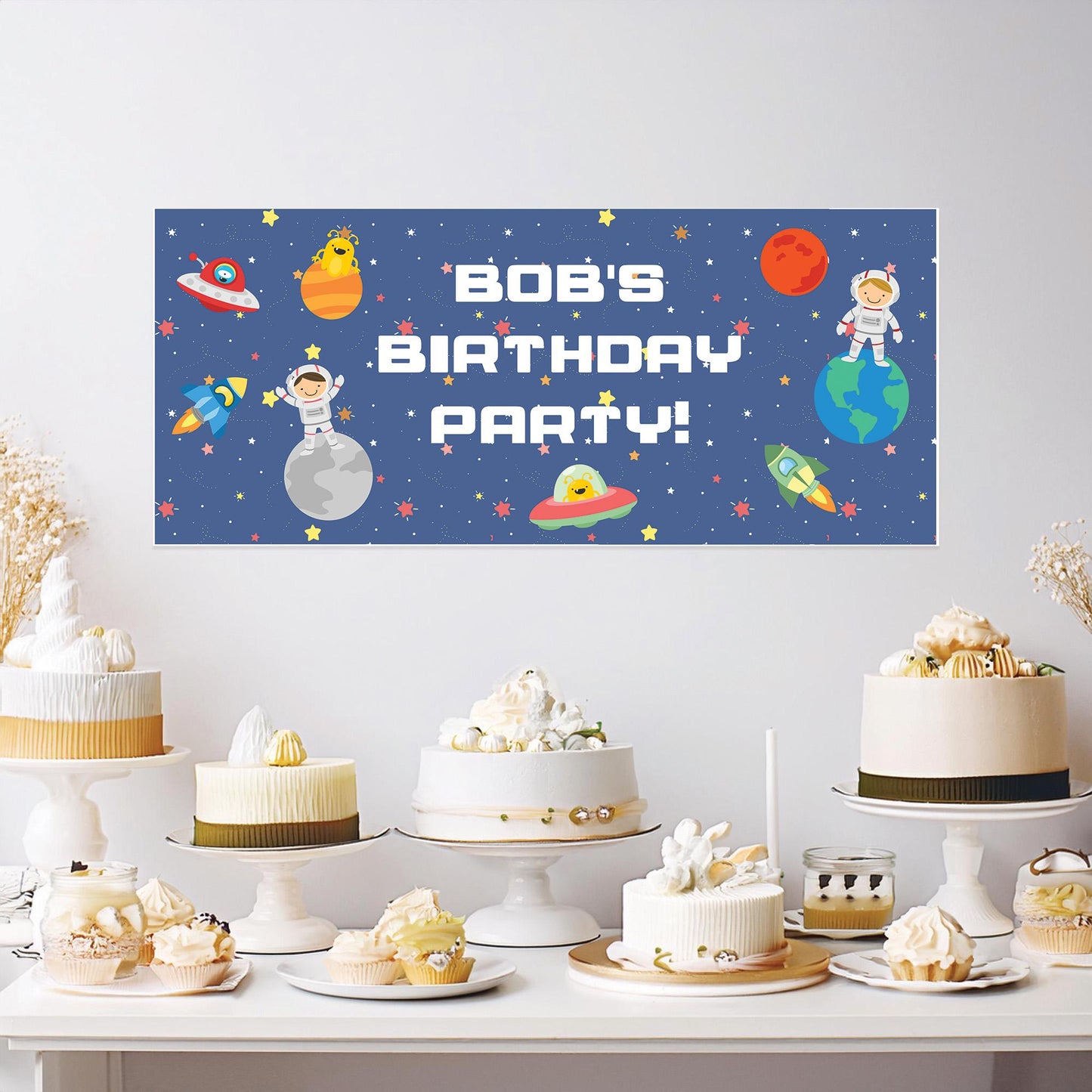 Custom Space Birthday Banner – Astronaut Theme Party Decoration