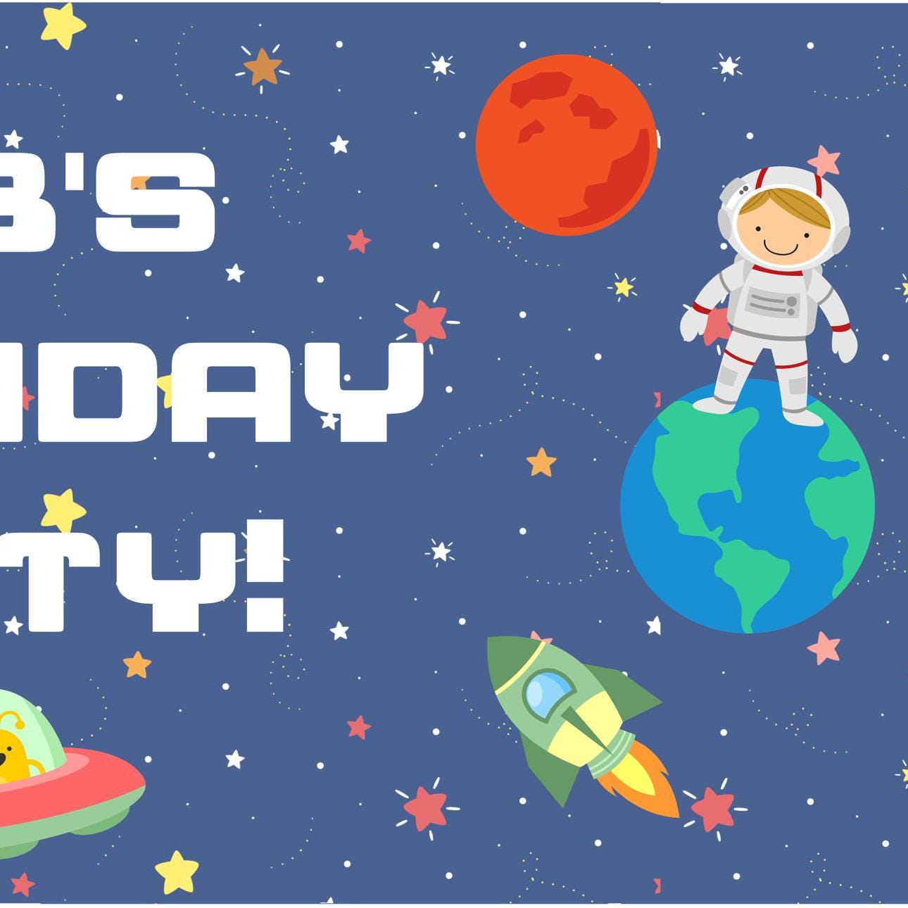 Custom Space Birthday Banner – Astronaut Theme Party Decoration