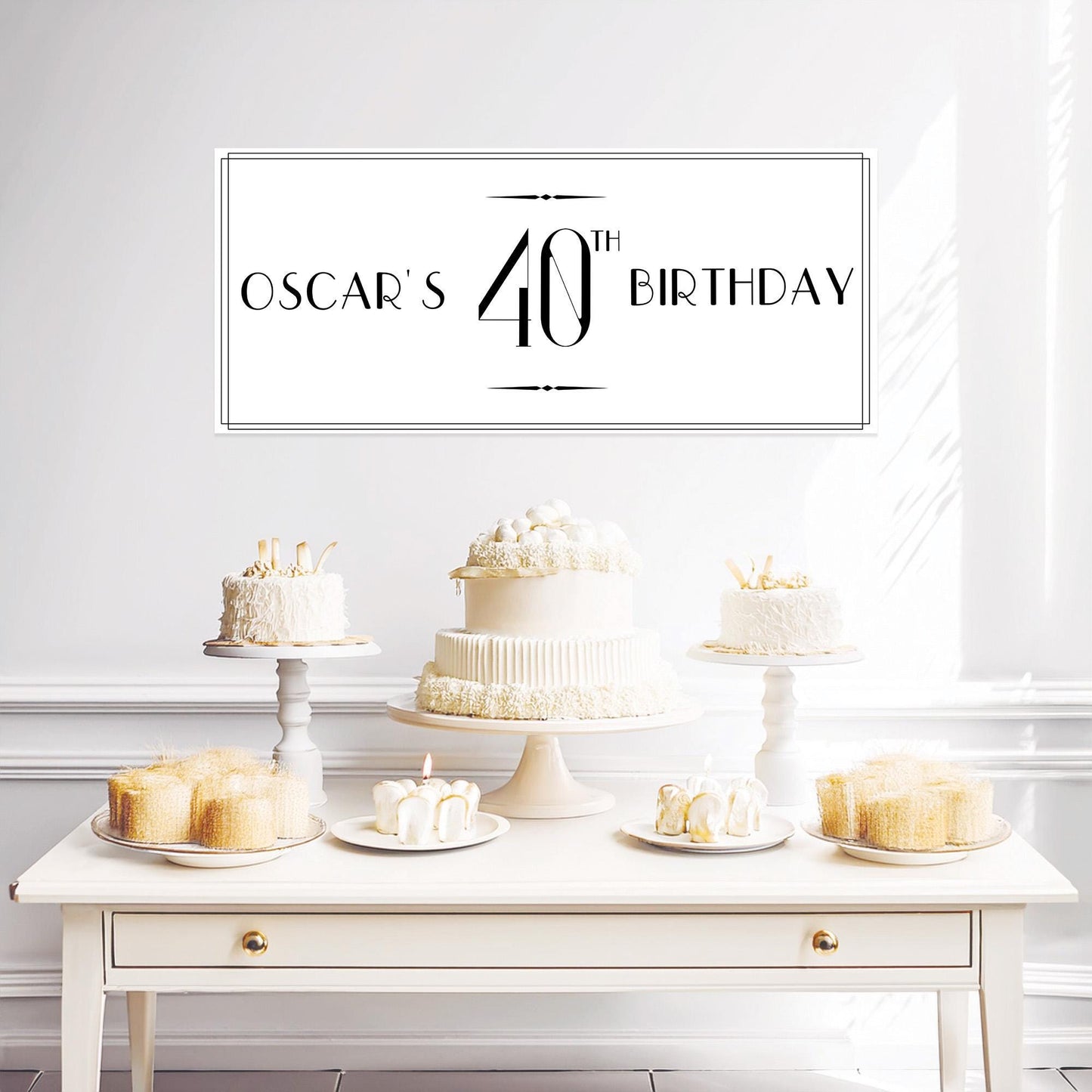 Personalised Black and White Birthday Banner