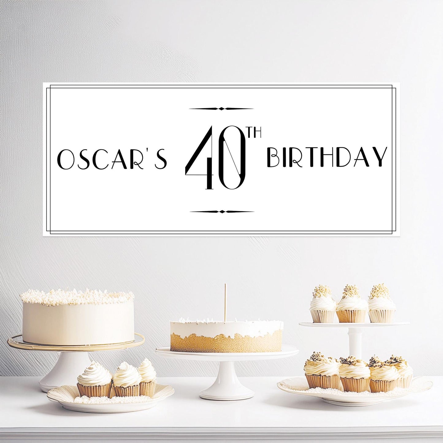 Personalised Black and White Birthday Banner