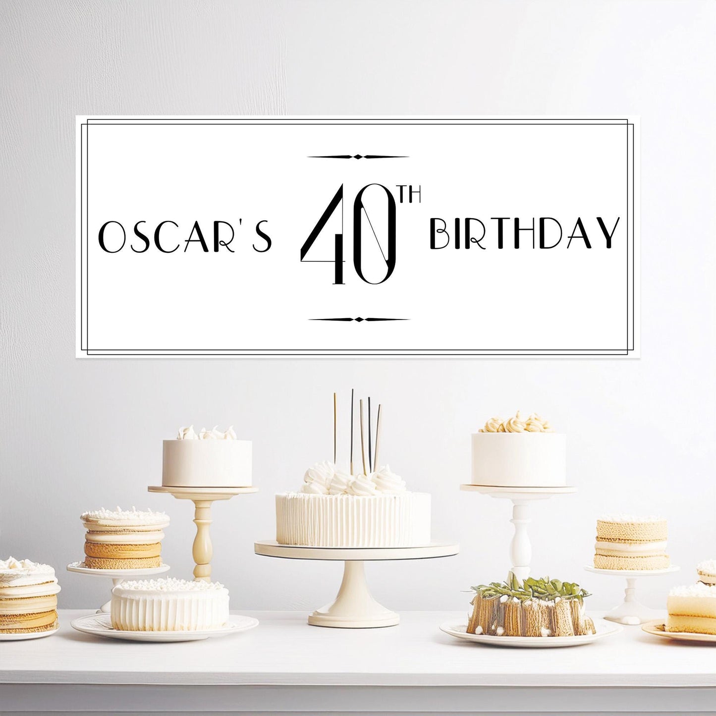 Personalised Black and White Birthday Banner