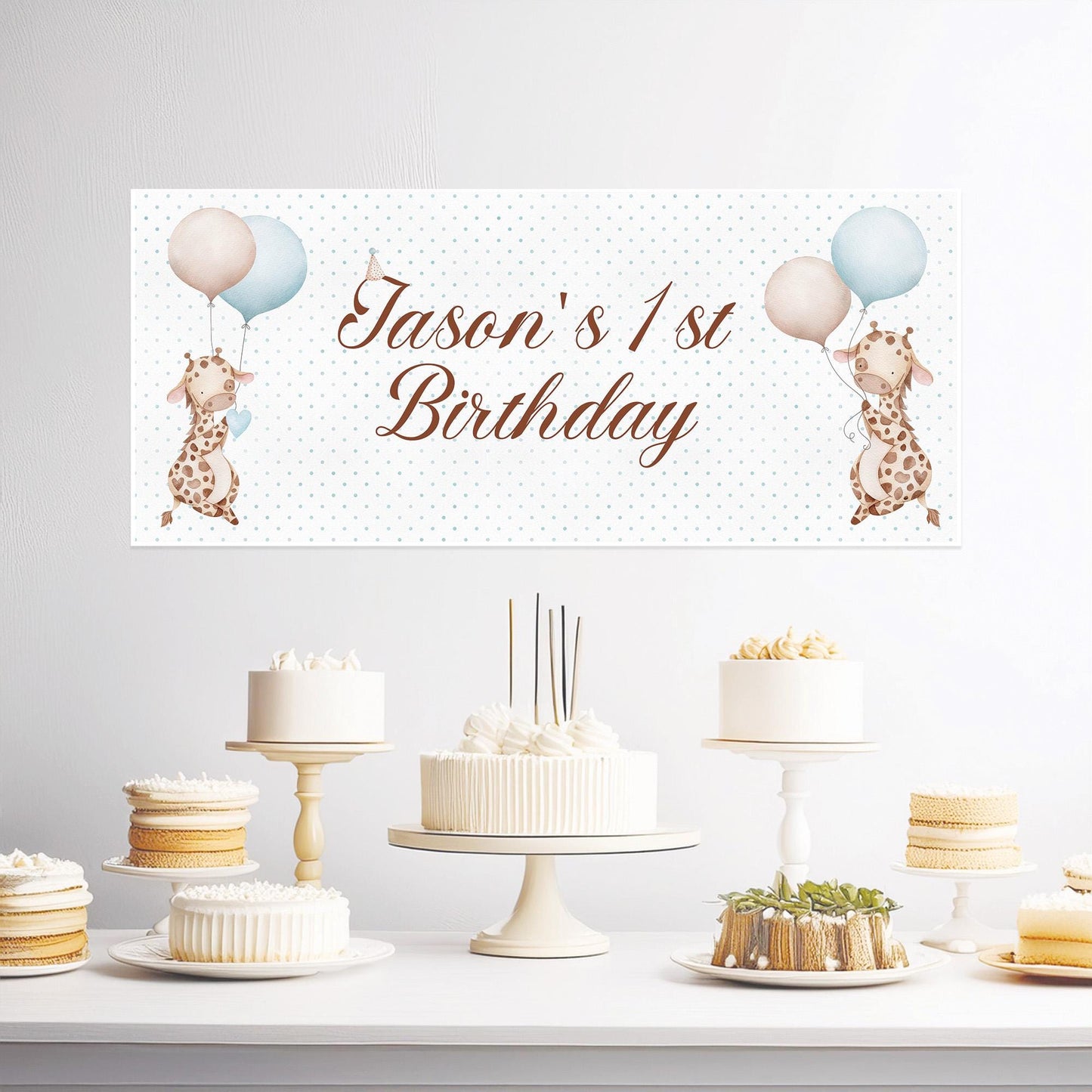 Little Giraffe 1st Birthday Celebration Banner