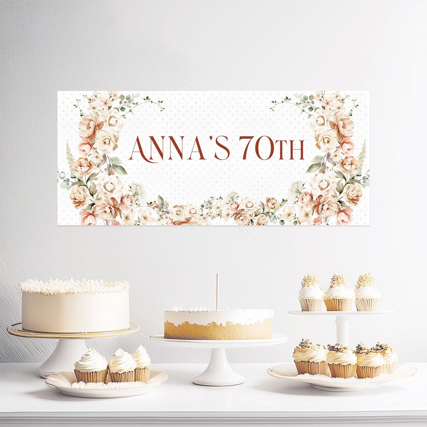 Elegant Milestone Floral Birthday Banner
