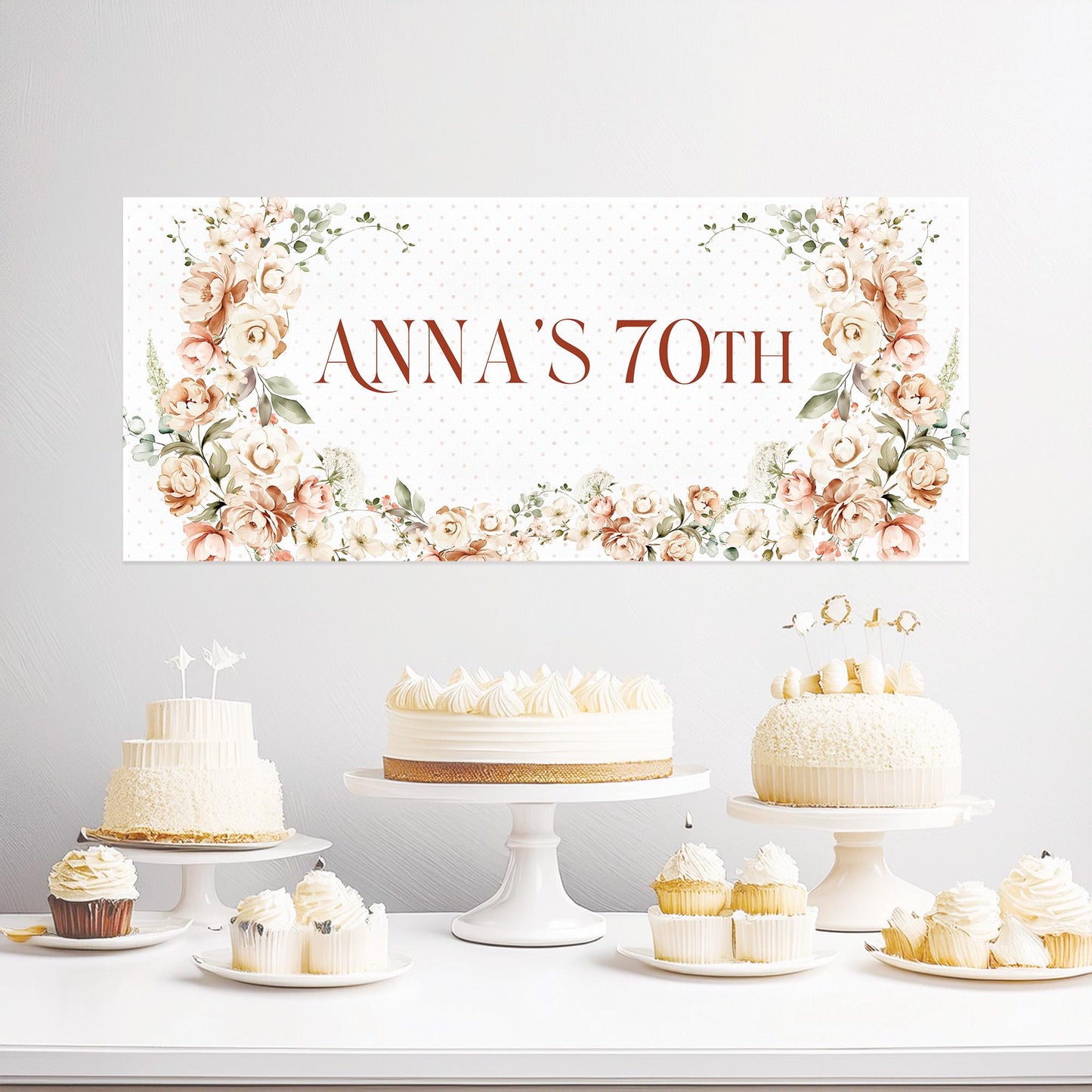 Elegant Milestone Floral Birthday Banner