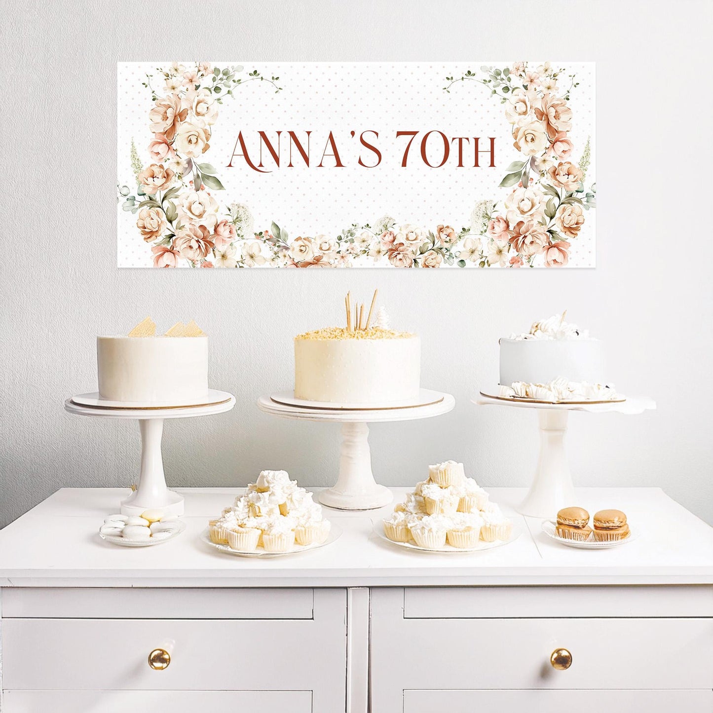 Elegant Milestone Floral Birthday Banner