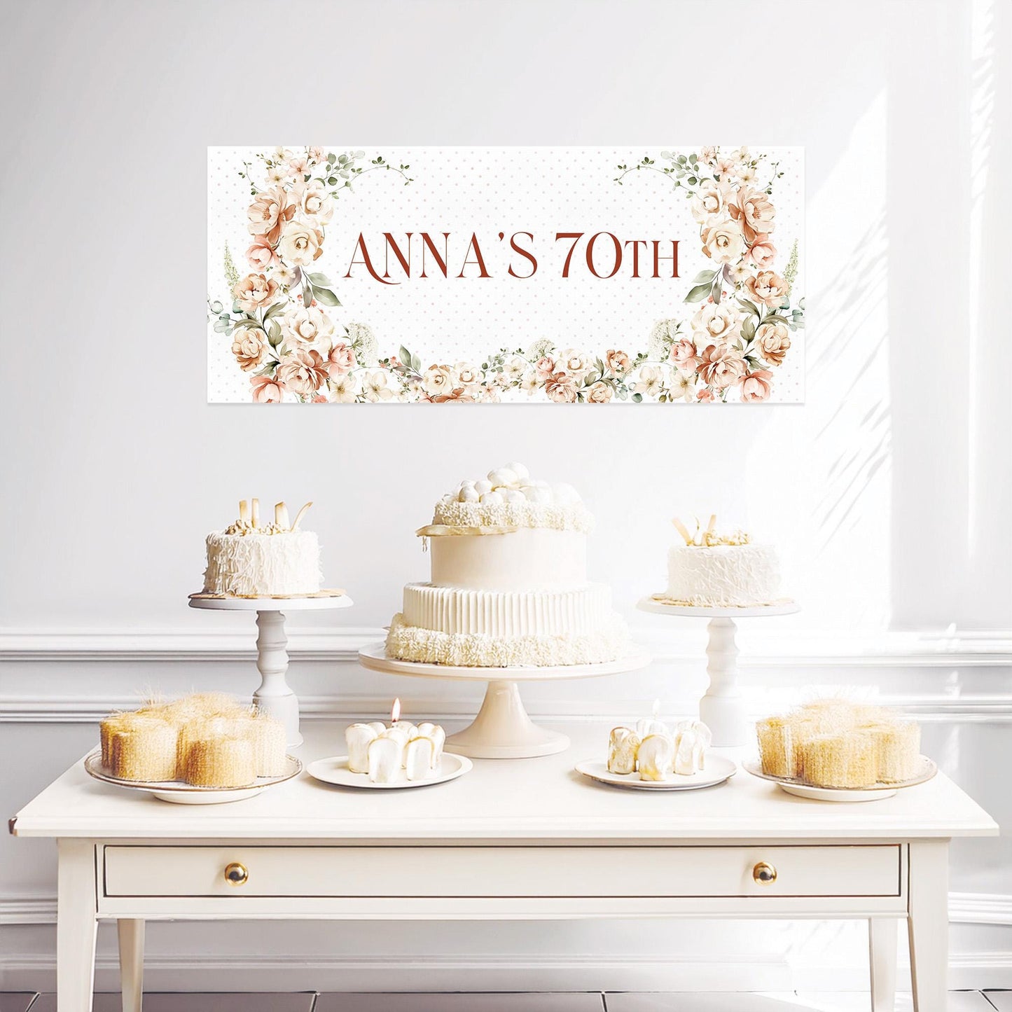 Elegant Milestone Floral Birthday Banner